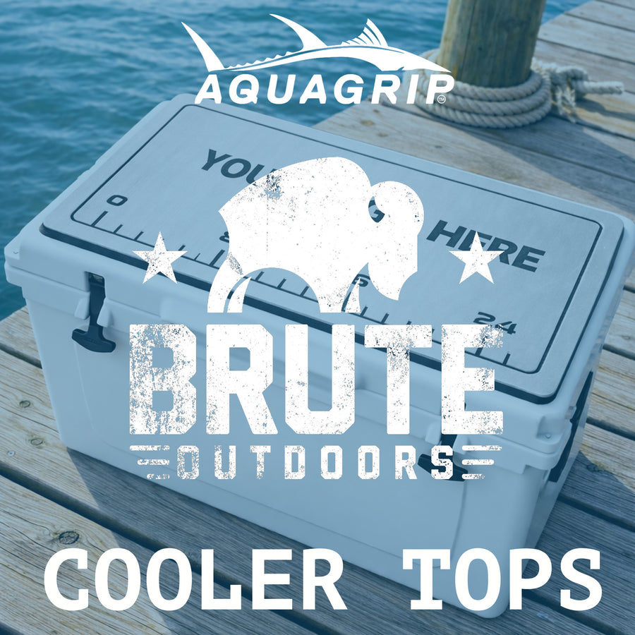 AquaGrip CT custom PE/EVA foam Brute Box cooler top pad — your logo here — dock waterfront