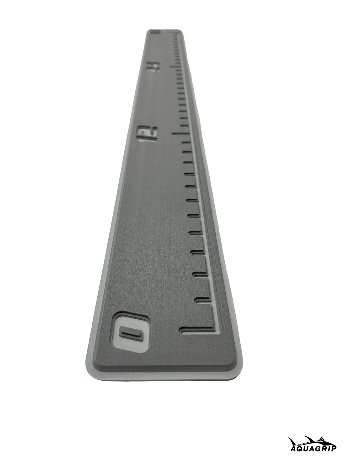 AquaGrip fish ruler - medium gray over light gray slim angled view