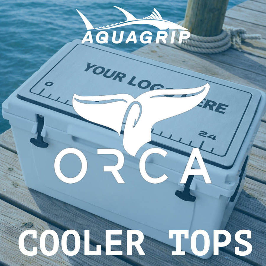 AquaGrip CT custom PE/EVA foam Orca cooler top pad — your logo here — dock waterfront