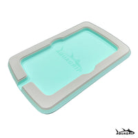 AquaGrip boat dash pad, small 5.875 x 9 in — light gray over seafoam PE/EVA marine foam with integrated drain channel