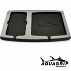 AquaGrip boat dash pad, large 15 x 9.5 in — medium gray over black PE/EVA marine foam with integrated drain channel