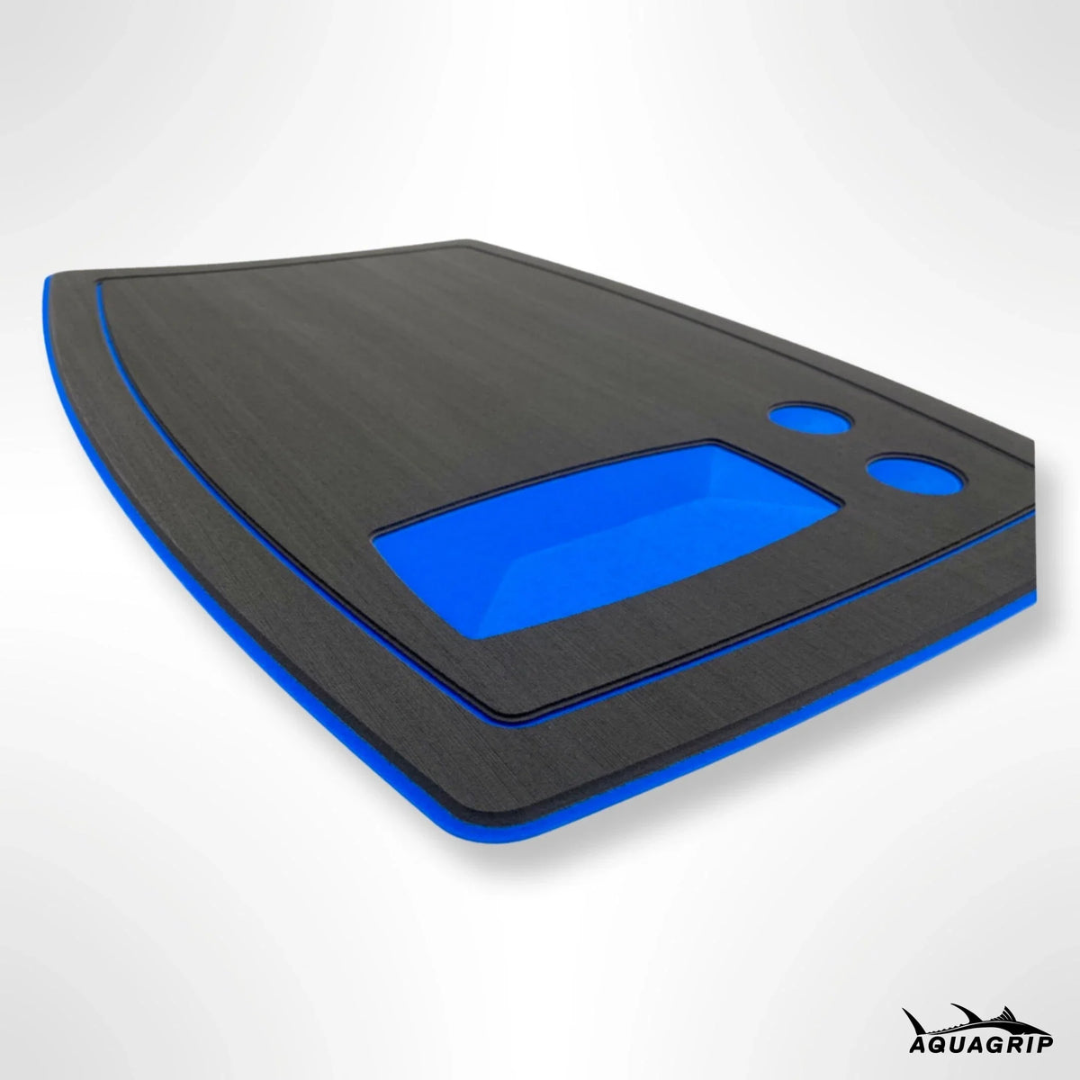 AquaGrip fishing utility pad — blue EVA foam rigging mat with rubber backing