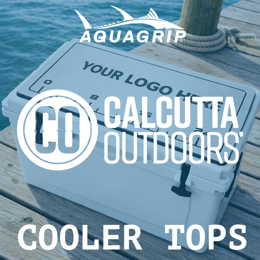 AquaGrip CT custom PE/EVA foam Calcutta cooler top pad — your logo here — dock waterfront