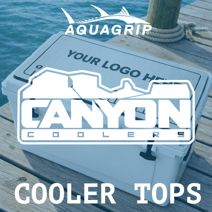 AquaGrip CT custom PE/EVA foam Canyon cooler top pad — your logo here — dock waterfront