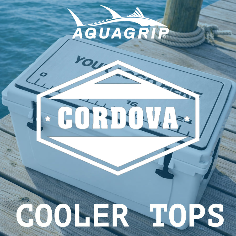 AquaGrip CT custom PE/EVA foam Cordova cooler top pad — your logo here — dock waterfront