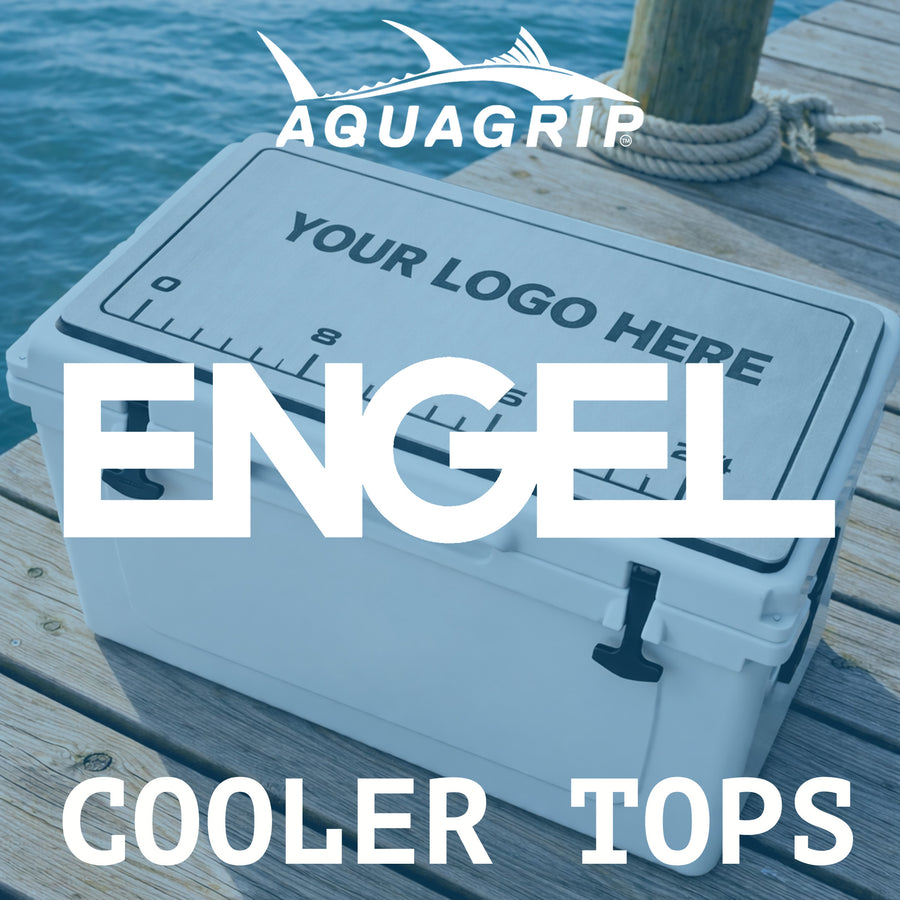 AquaGrip ENGEL cooler top pad promotional image with custom logo engraving option