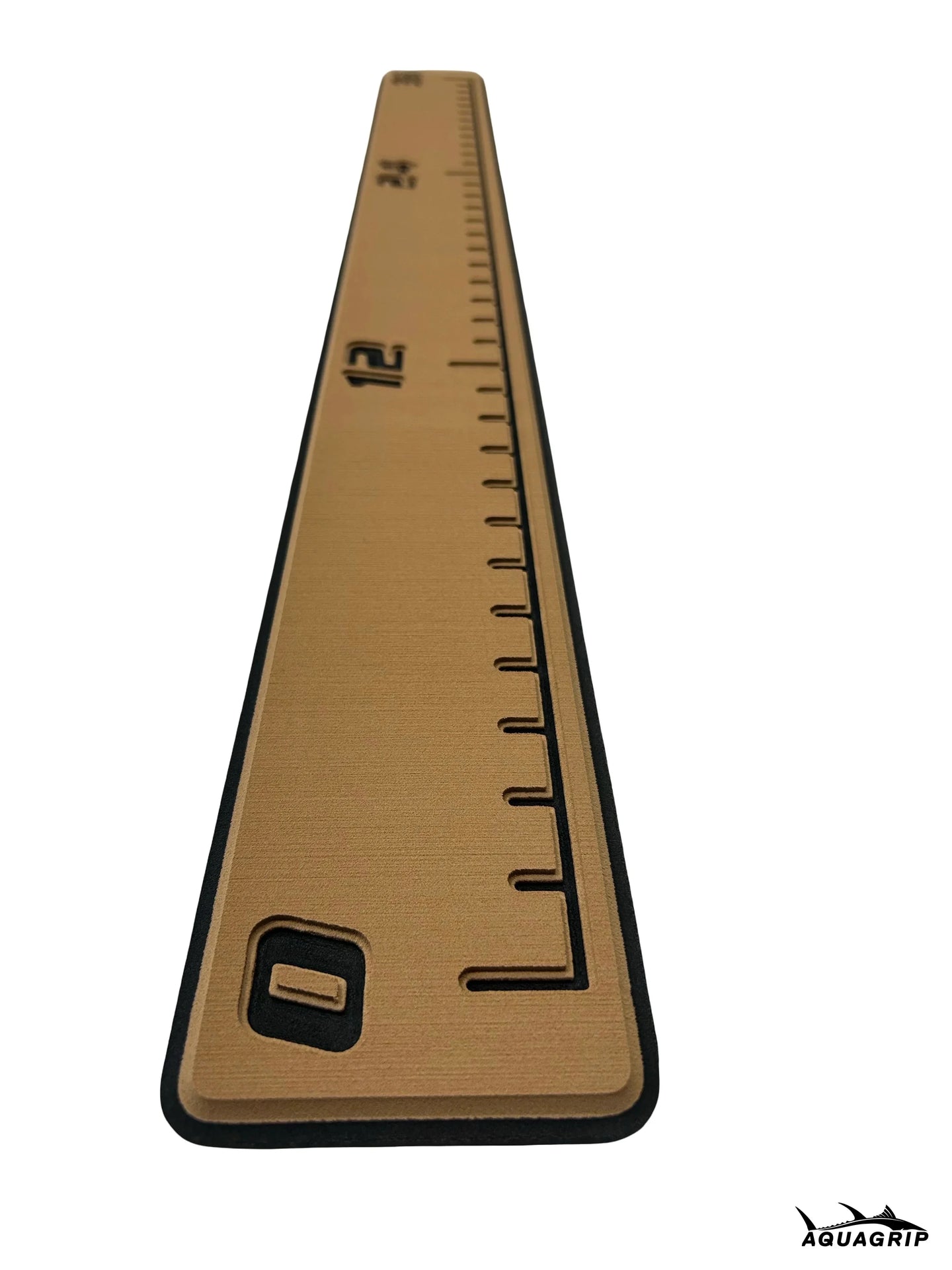 AquaGrip fish ruler - Teak over black slim angled view