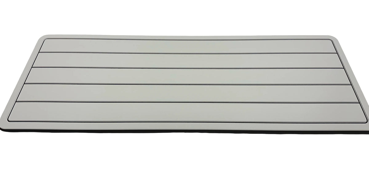 AquaGrip PE/EVA foam blend cooler pad - light gray teak lines flat lay