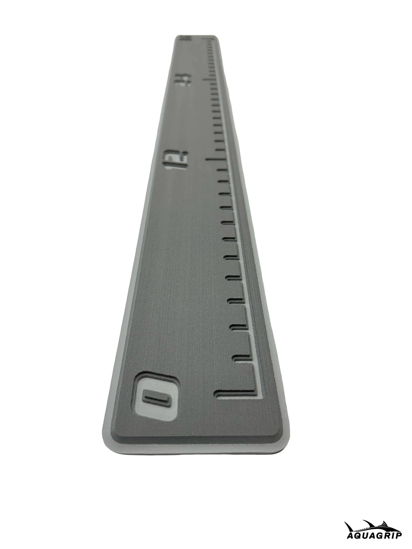 AquaGrip fish ruler - medium gray over light gray slim angled view