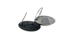 AquaGrip Keychain — oval PE/EVA foam blend fob with engraved tuna logo on a stainless steel cable, front and back shown