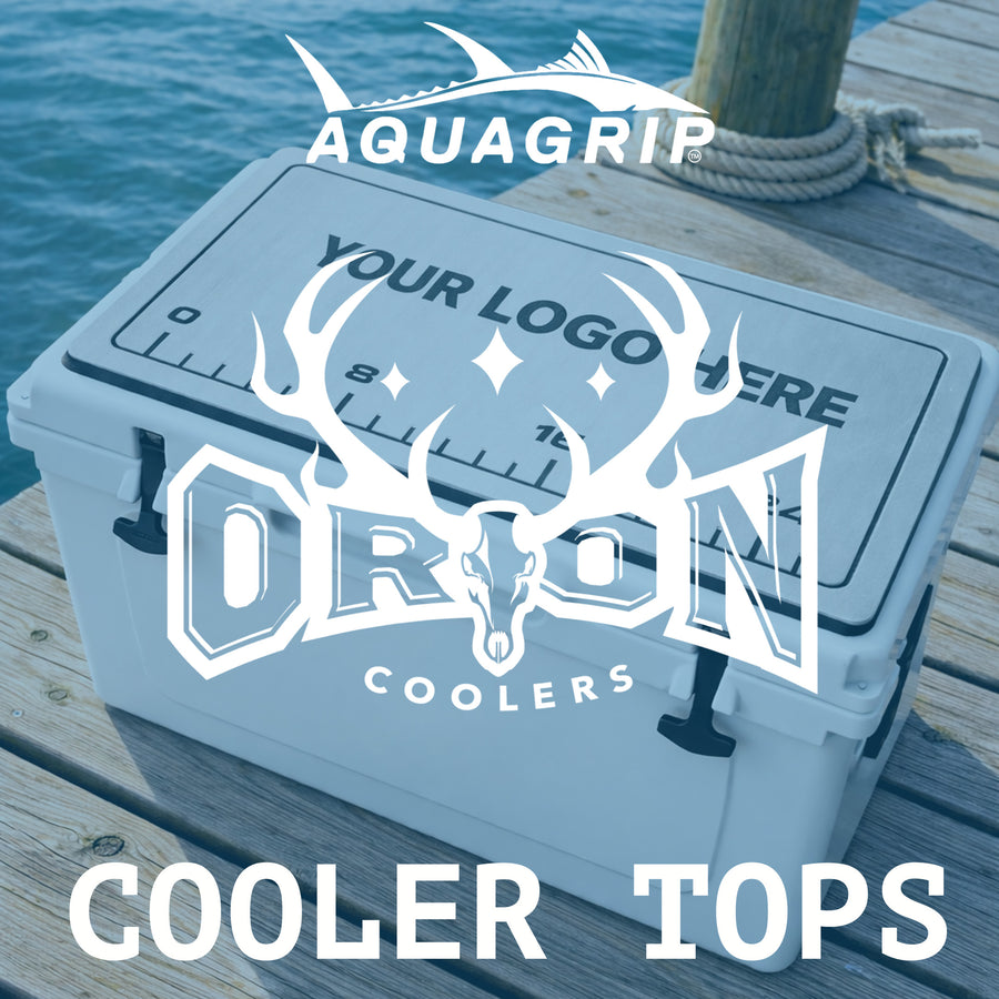 AquaGrip CT custom PE/EVA foam Orion Coolers cooler top pad — custom logo design — dock waterfront