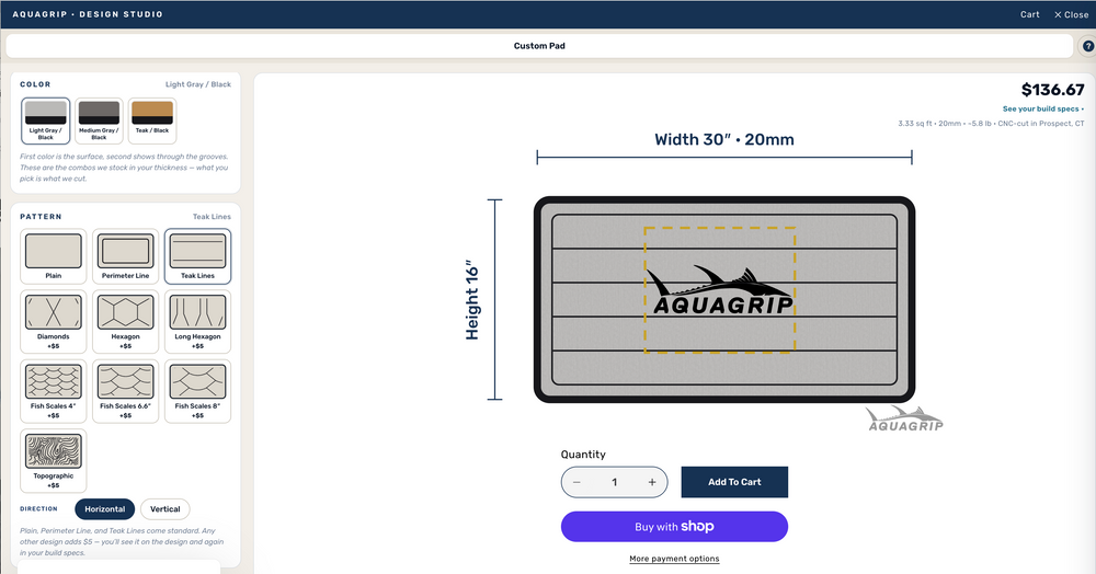 The AquaGrip Design Studio, building a custom helm pad