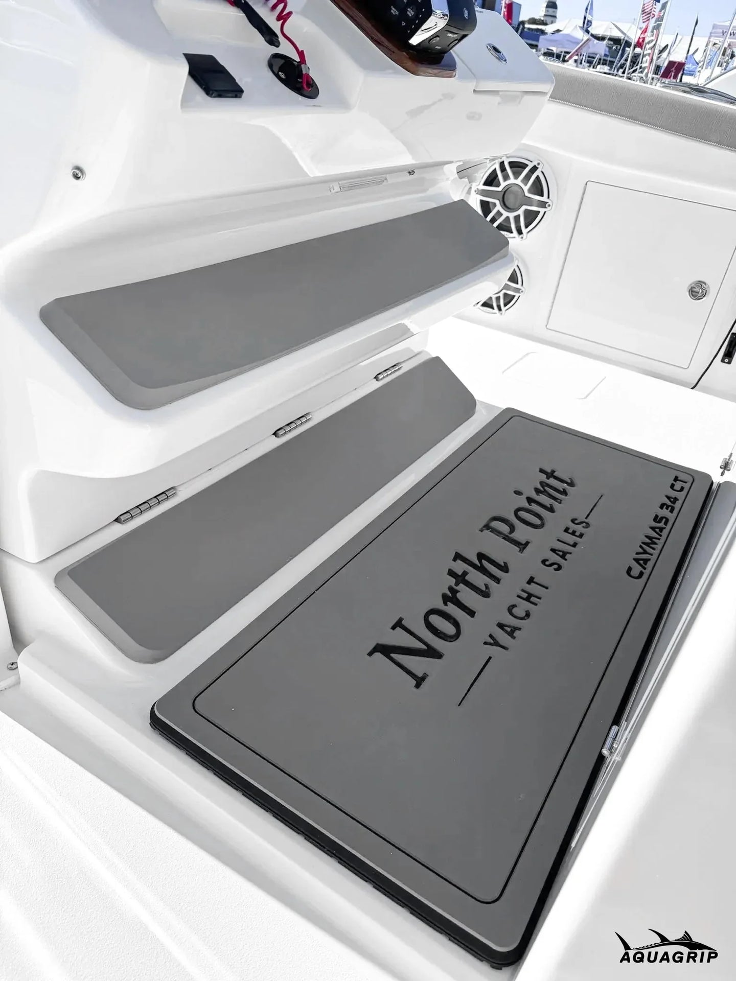 AquaGrip custom boat helm pad — cross-linked PE/EVA marine foam with non-slip traction