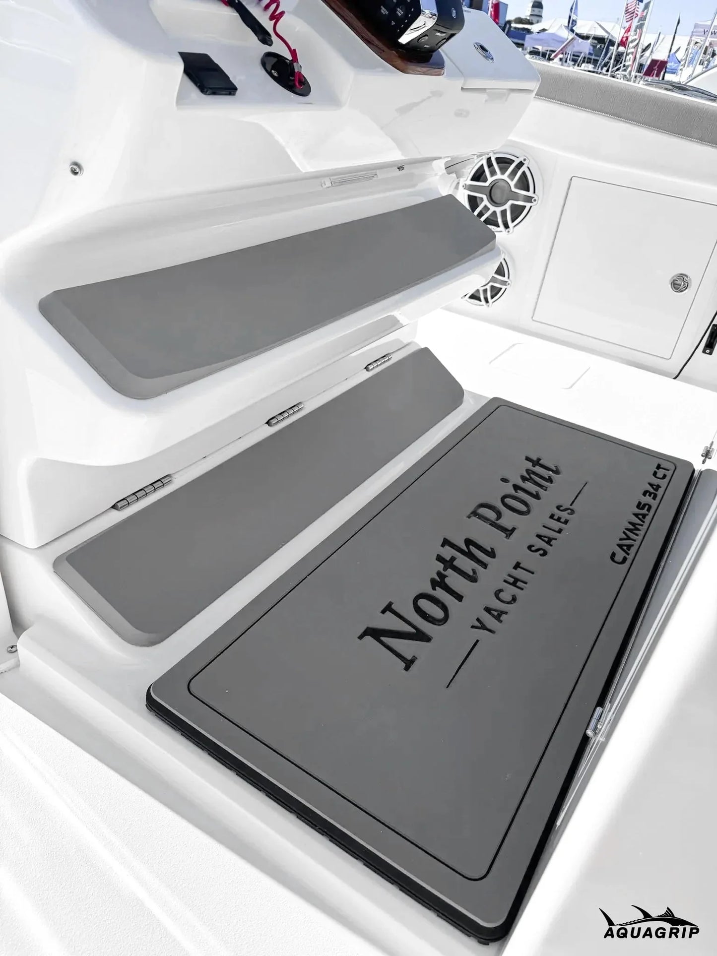 AquaGrip custom boat helm pad — cross-linked PE/EVA marine foam with non-slip traction