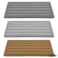 AquaGrip custom boat helm pad — teak-lines routing design on PE/EVA marine foam