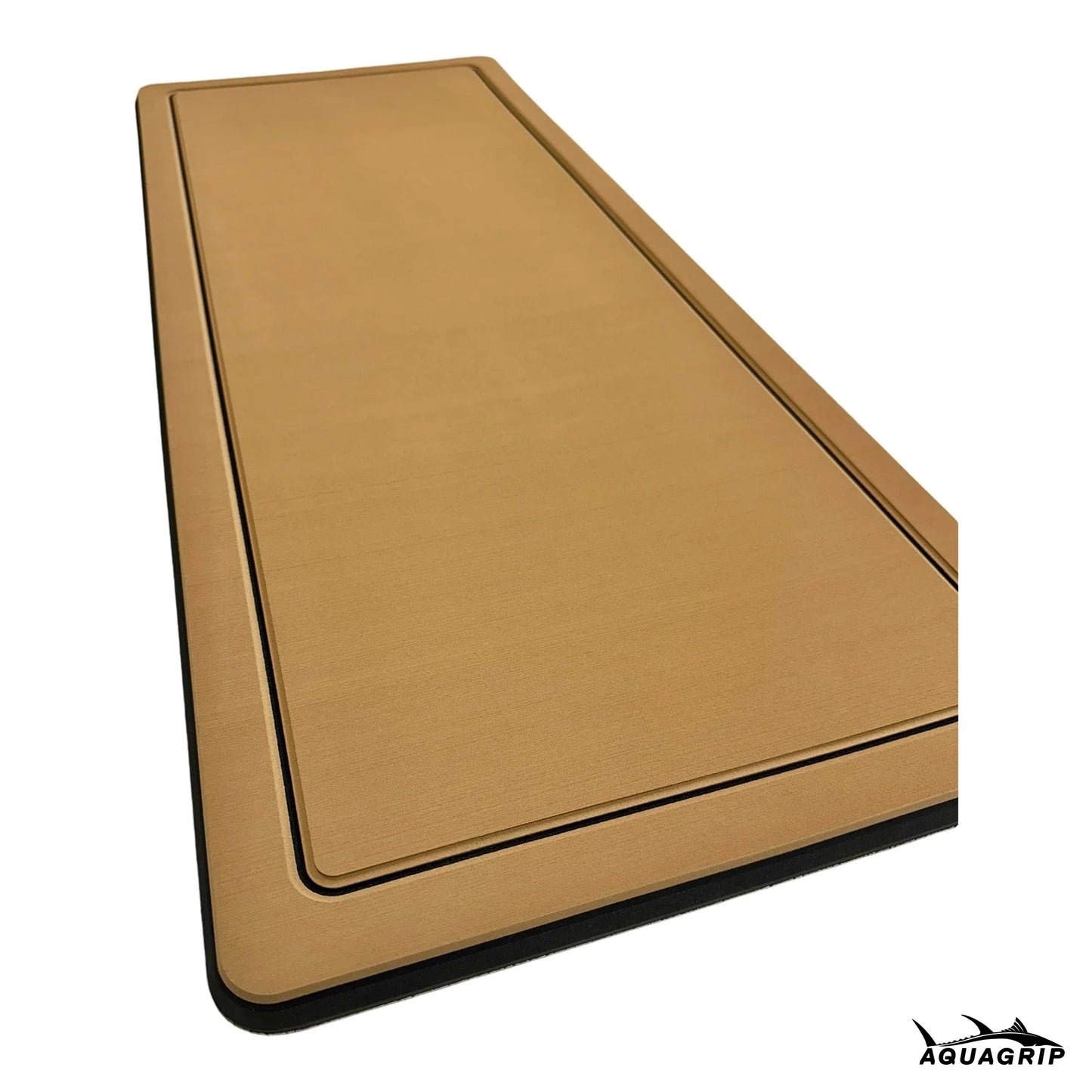 AquaGrip boat helm pad - teak angled side view