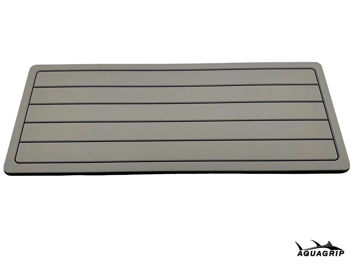 AquaGrip boat helm pad - medium gray flat lay top view teak lines