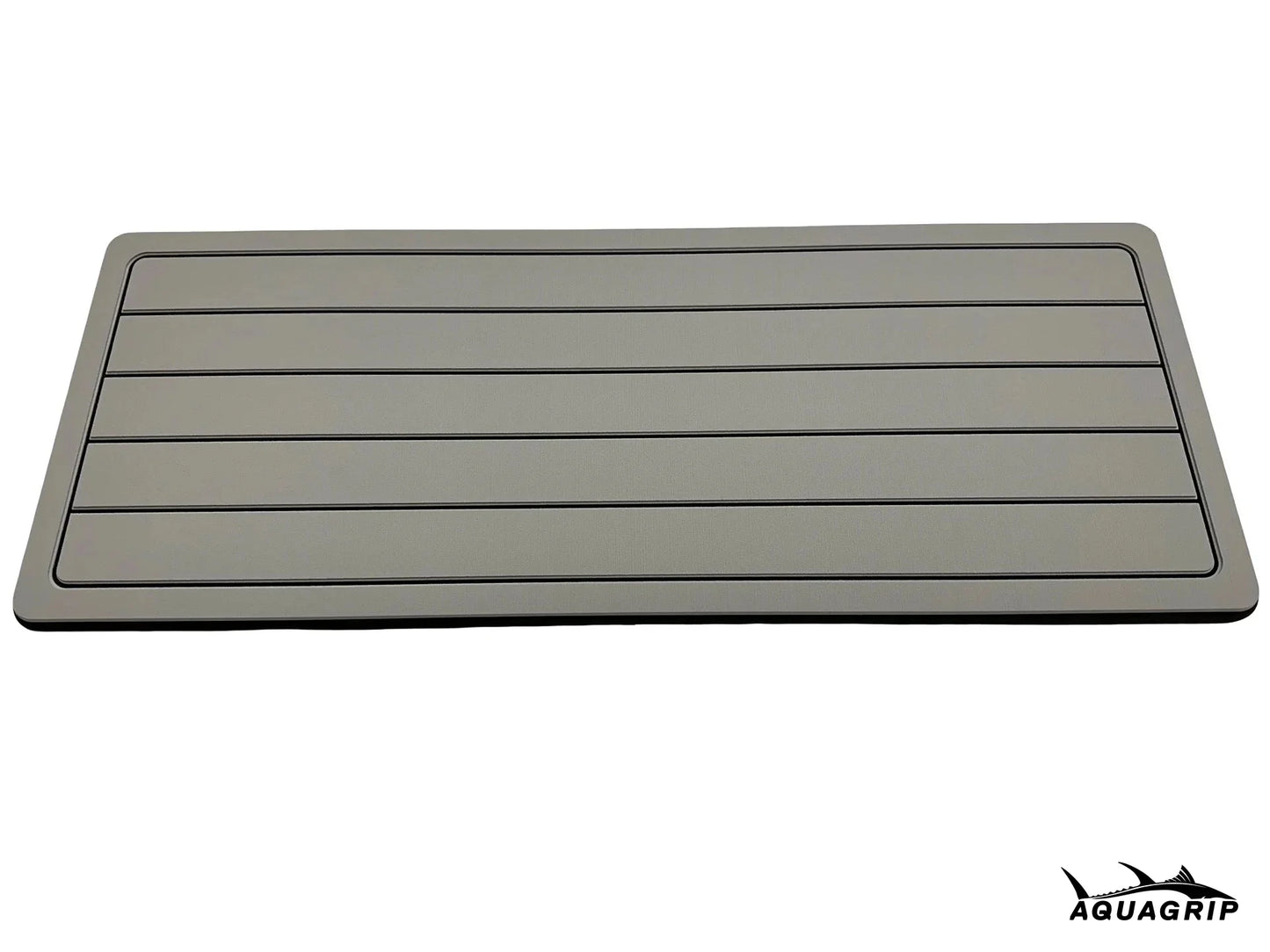AquaGrip boat helm pad - medium gray flat lay top view teak lines