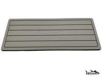AquaGrip boat helm pad - medium gray flat lay top view teak lines