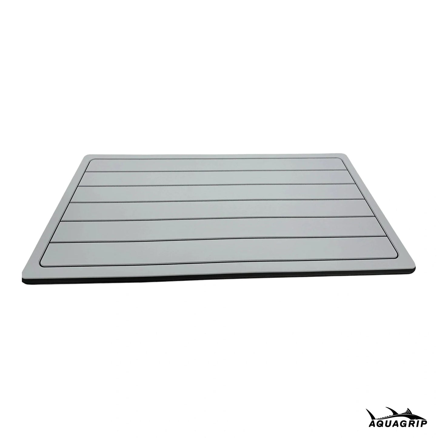 AquaGrip boat helm pad - Light gray flat lay top view teak lines