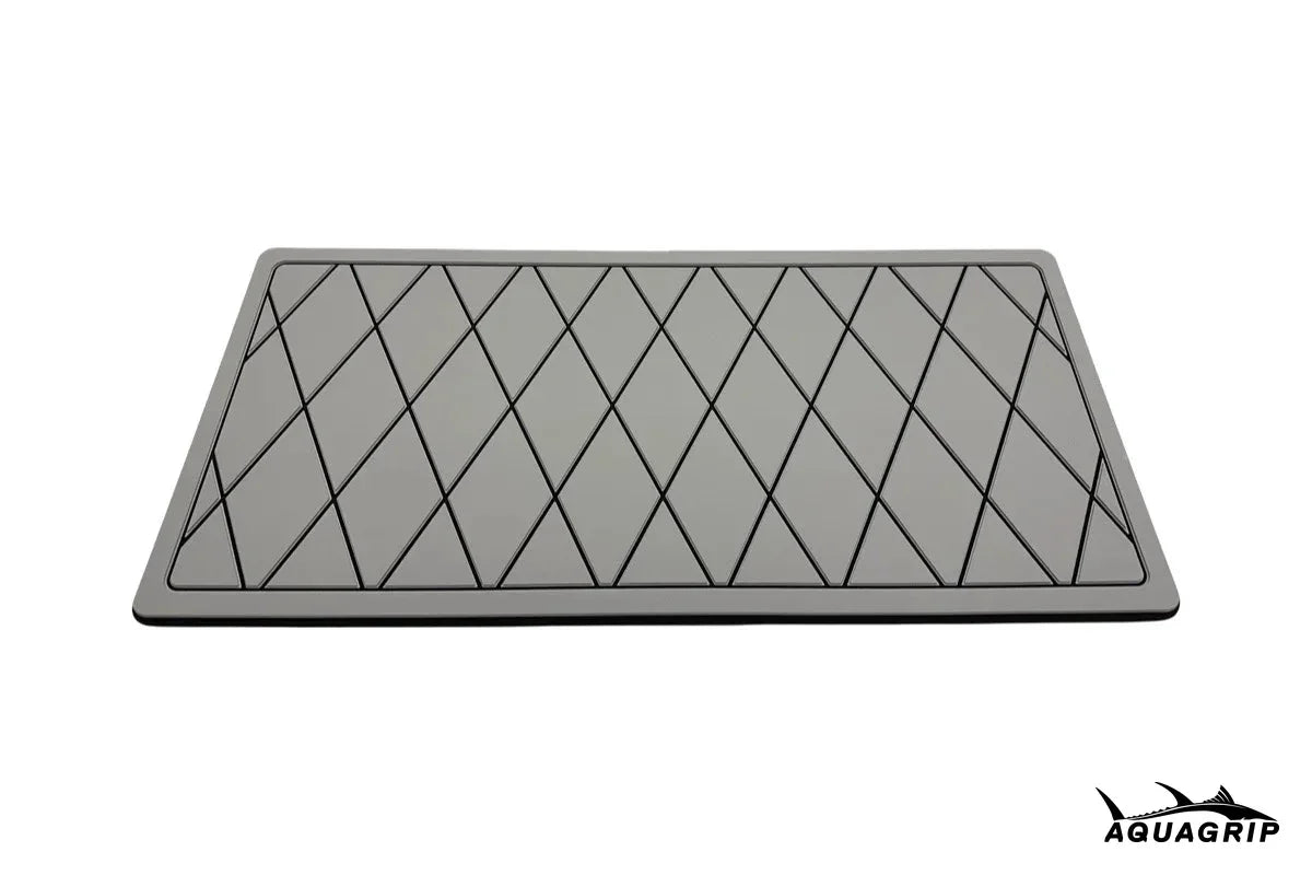 AquaGrip custom boat helm pad — diamond pattern PE/EVA marine foam, angled view