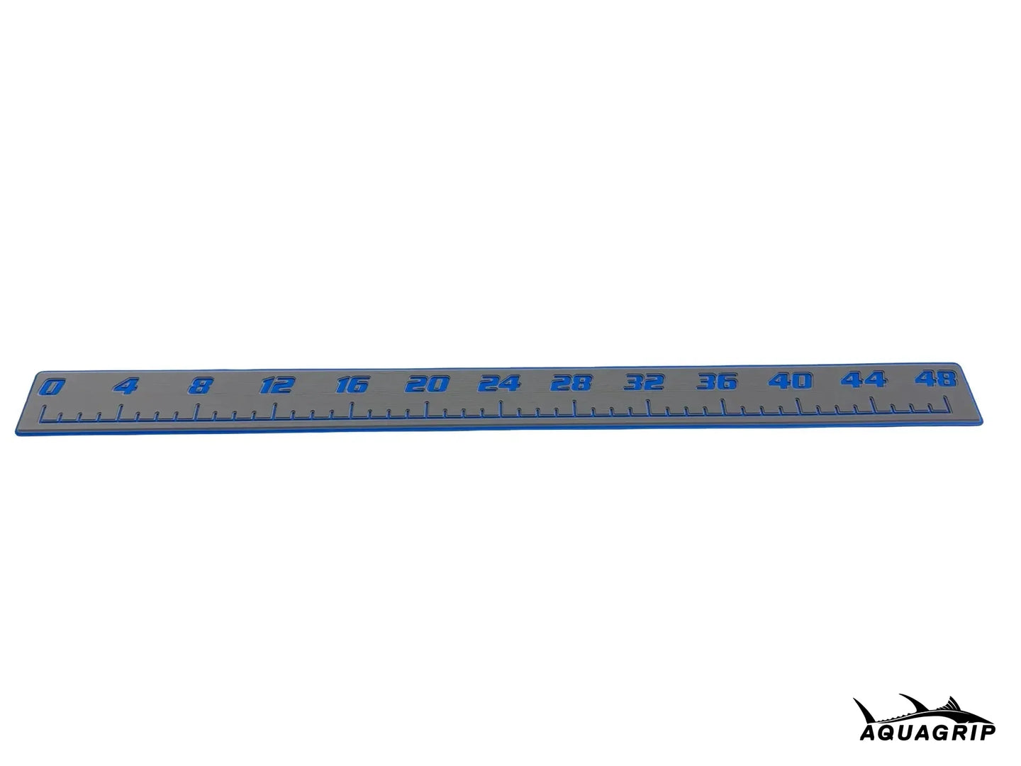 AquaGrip fish ruler - medium gray with royal blue flat lay top view
