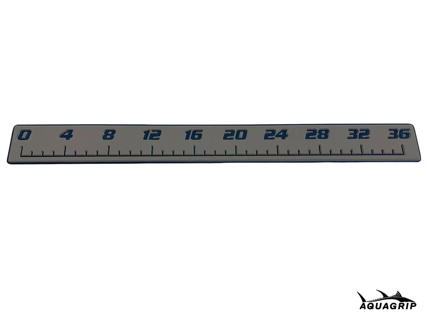 AquaGrip CT 36 inch EVA foam fish ruler — medium gray over navy — flat lay product shot