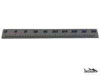 AquaGrip CT 36 inch EVA foam fish ruler — medium gray over navy — flat lay product shot
