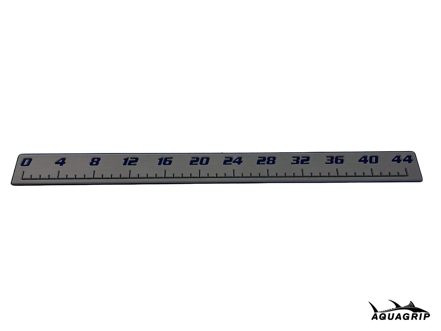AquaGrip CT 44 inch EVA foam fish ruler — medium gray over navy — flat lay product shot