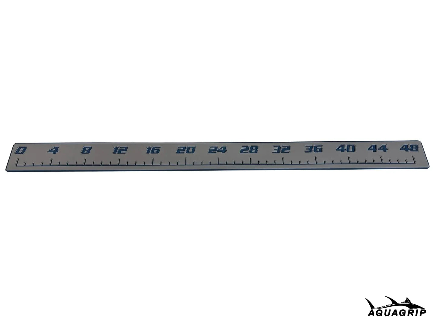 AquaGrip CT 48 inch EVA foam fish ruler — medium gray over navy — flat lay product shot