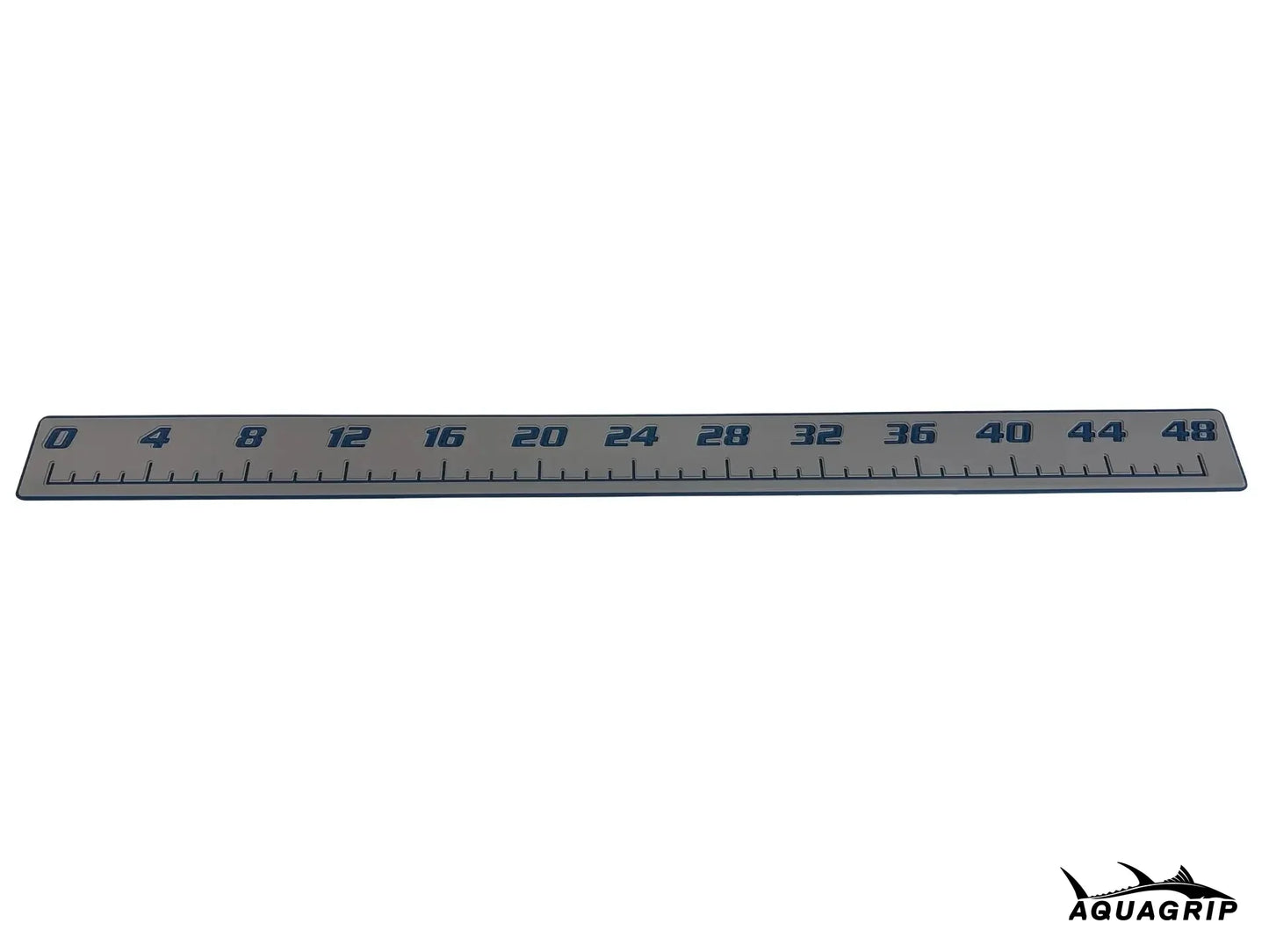 AquaGrip CT 48 inch EVA foam fish ruler — medium gray over navy — flat lay product shot