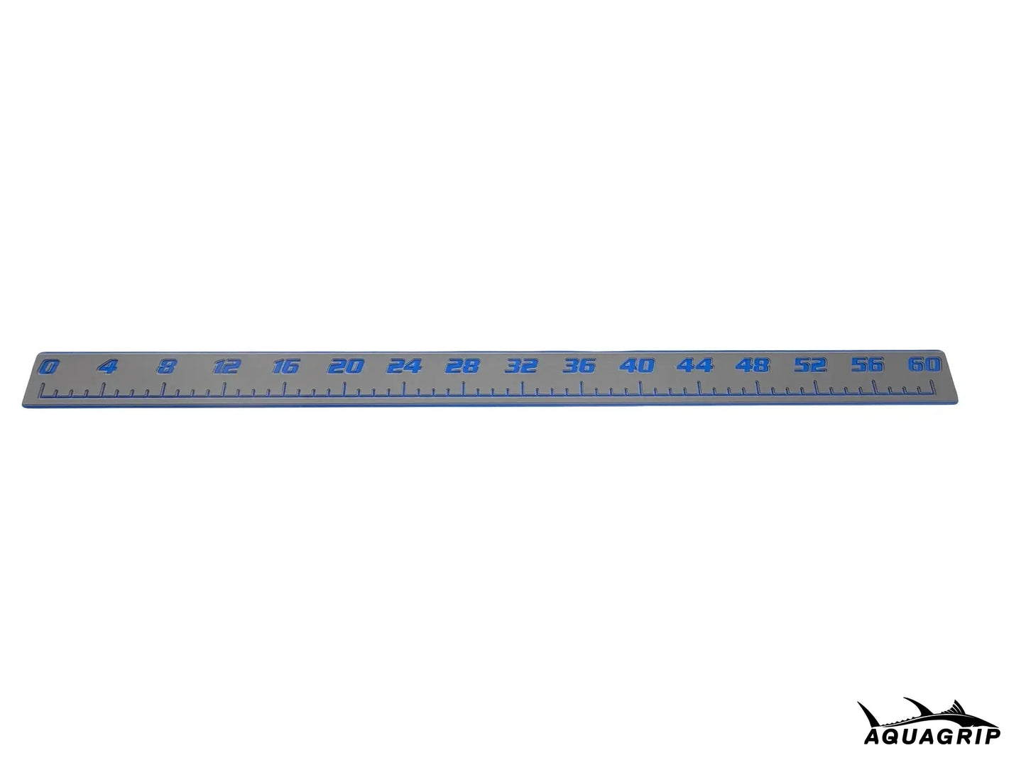AquaGrip CT 60 inch EVA foam fish ruler — dark gray over royal blue — flat lay product shot