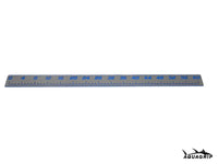 AquaGrip CT 60 inch EVA foam fish ruler — dark gray over royal blue — flat lay product shot
