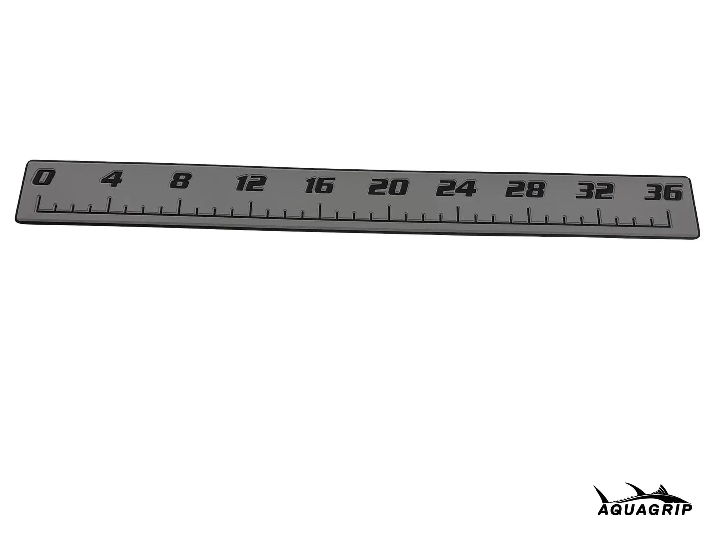 AquaGrip CT 36 inch EVA foam fish ruler — dark gray over black — flat lay product shot