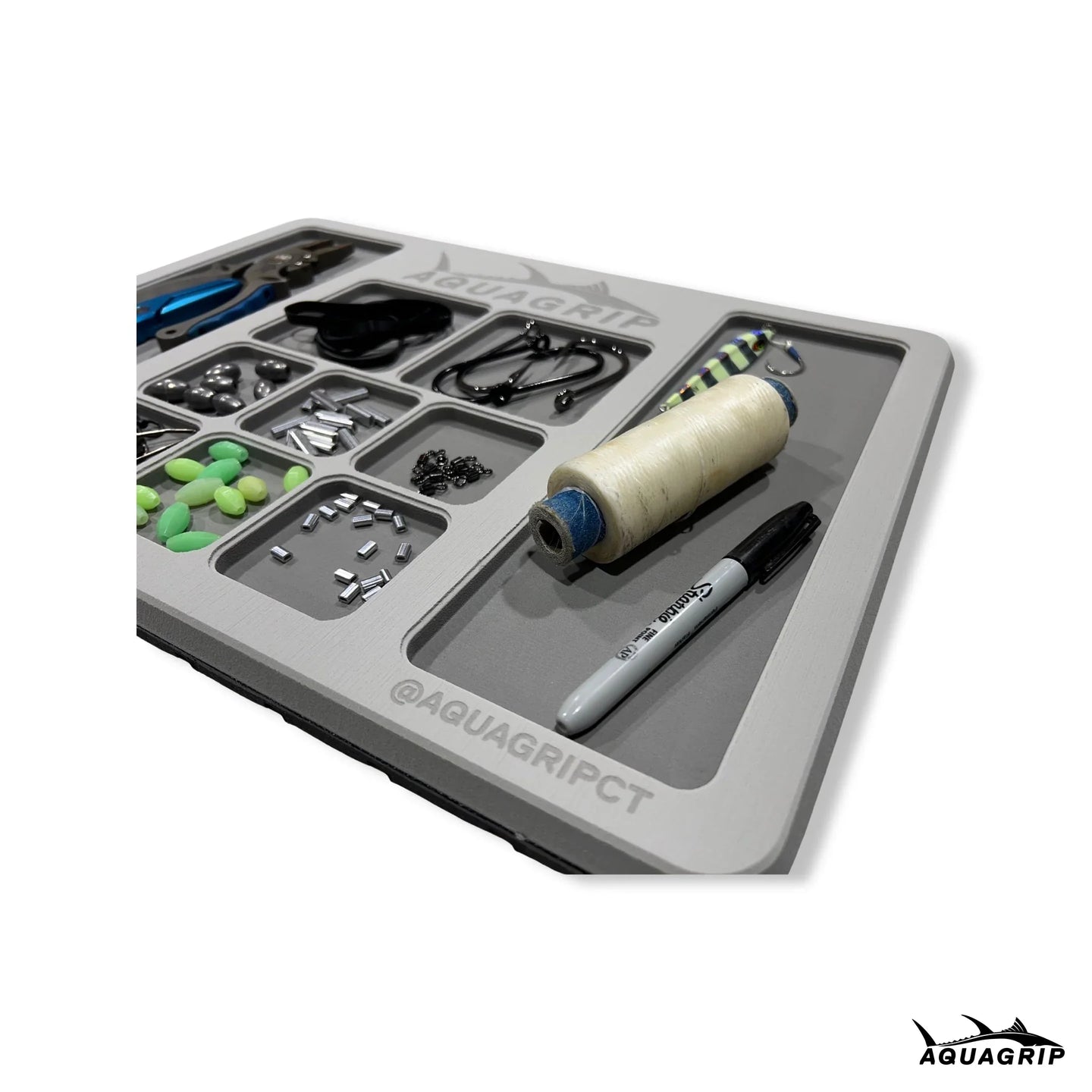 AquaGrip Ultimate Rigging Pad — marine EVA foam with tool pockets, rolls for travel and storage