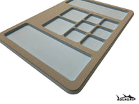 AquaGrip Ultimate Rigging Pad — light gray with ice blue pockets, EVA foam fishing tool mat with rubber backing