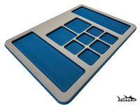 AquaGrip Ultimate Rigging Pad — medium gray with navy pockets, EVA foam fishing tool mat with rubber backing