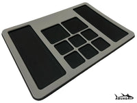 AquaGrip Ultimate Rigging Pad — medium gray with black pockets, EVA foam fishing tool mat with rubber backing