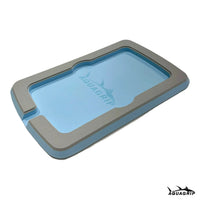 AquaGrip boat dash pad, small 5.875 x 9 in — light gray over ice blue PE/EVA marine foam with integrated drain channel