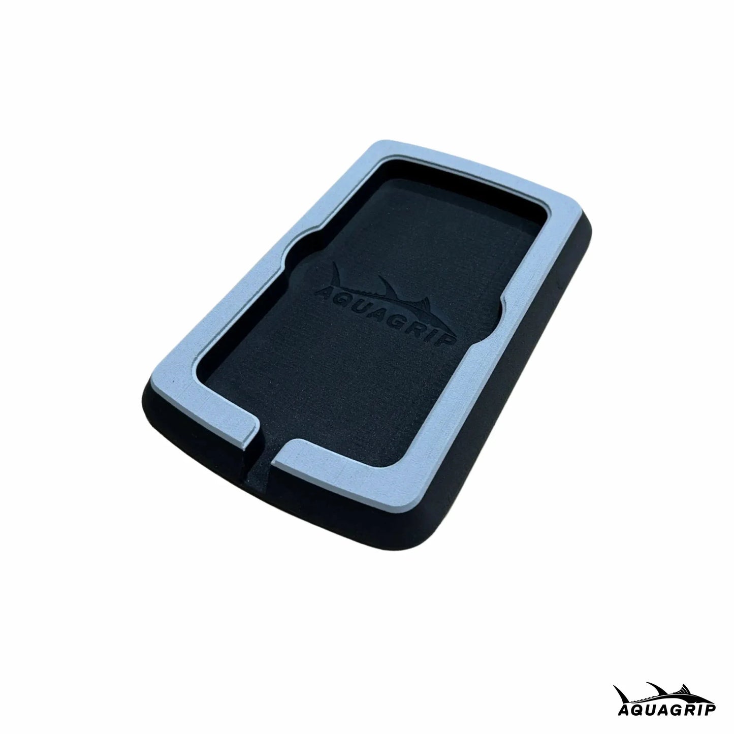 AquaGrip boat dash pad, small 5.875 x 9 in — light gray over black PE/EVA marine foam with integrated drain channel