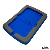 AquaGrip boat dash pad, small 5.875 x 9 in — medium gray over royal blue PE/EVA marine foam with integrated drain channel