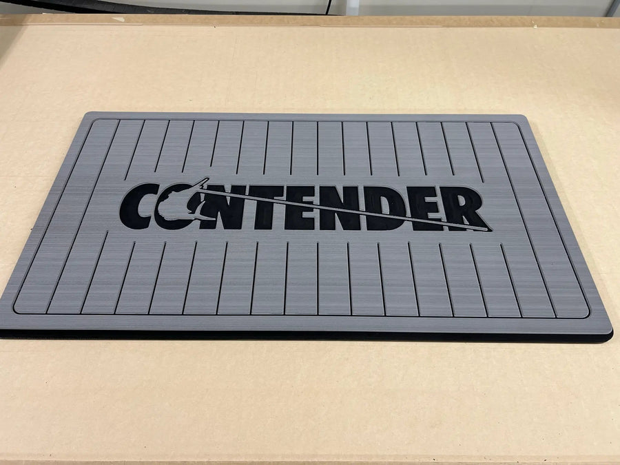 Custom AquaGrip helm pad engraved with the Contender logo, gray PE/EVA foam with grid pattern