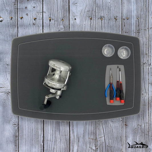 AquaGrip fishing utility pad — EVA foam mat for rigging, reel work and tying, rubber backing