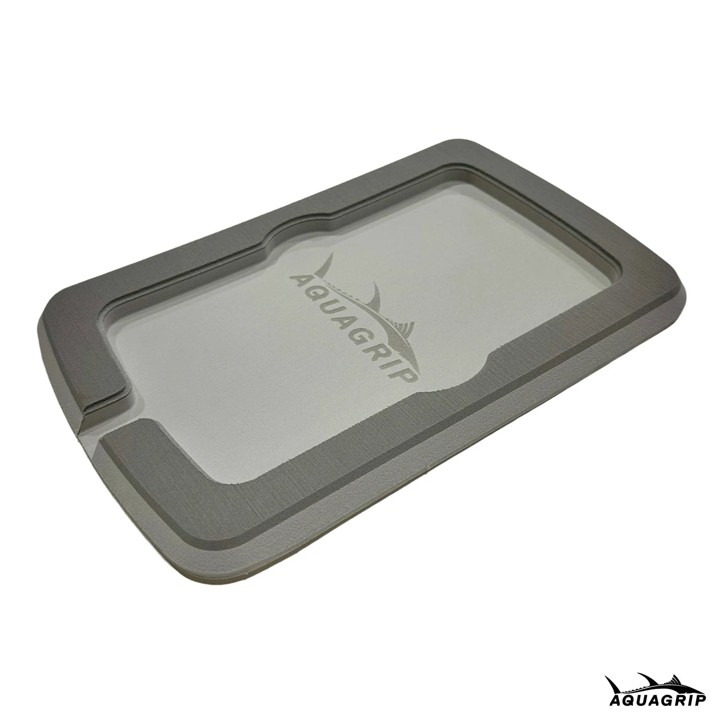 AquaGrip boat dash pad, small 5.875 x 9 in — medium gray over light gray PE/EVA marine foam with integrated drain channel