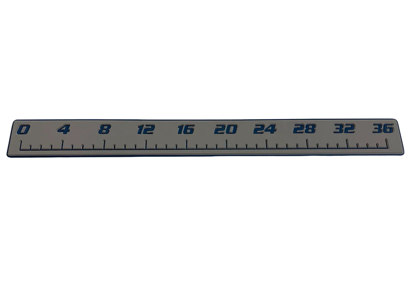AquaGrip CT 36 inch EVA foam fish ruler — medium gray over navy — flat lay product shot