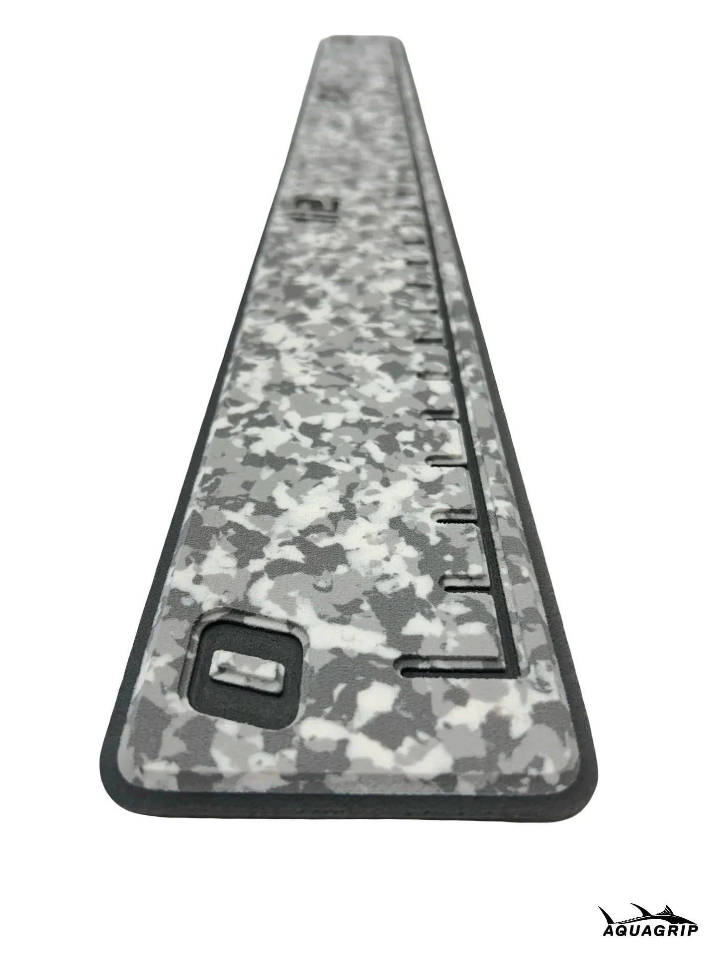 AquaGrip fish ruler - snow camo over dark gray slim angled view