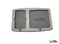AquaGrip boat dash pad, large 15 x 9.5 in — light gray over medium gray PE/EVA marine foam with integrated drain channel