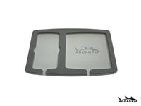 AquaGrip boat dash pad, large 15 x 9.5 in — medium gray over light gray PE/EVA marine foam with integrated drain channel