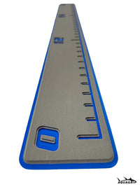 AquaGrip fish ruler - medium gray over royal blue slim angled view