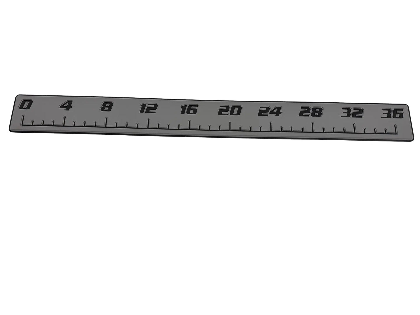 AquaGrip CT 36 inch EVA foam fish ruler — dark gray over black — flat lay product shot